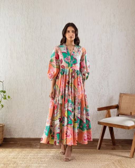 Printed Floral Fit and Flare Dress