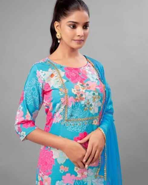 Embroidered Floral Kurta Set with Dupatta