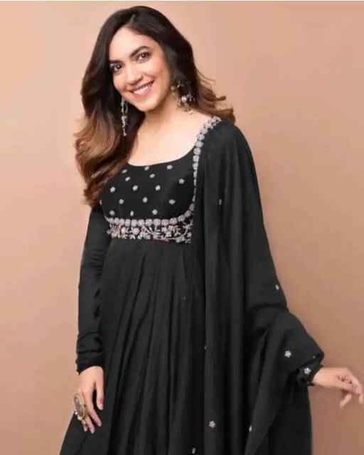 Embroidered Gown with Dupatta - Ethniks