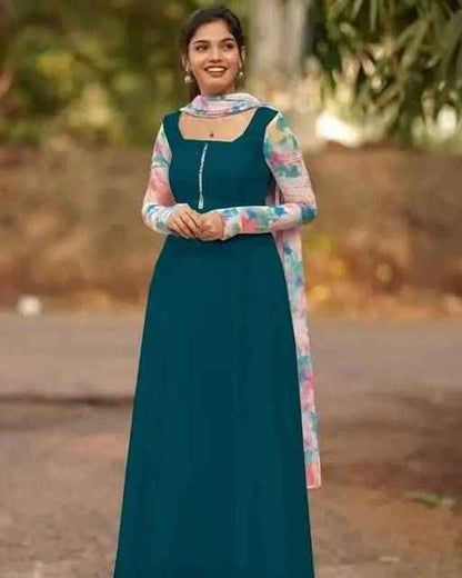 Georgette Kurti with Print Duptta Set - Ethniks