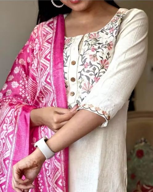Floral Embroidered Cotton Kurta Set