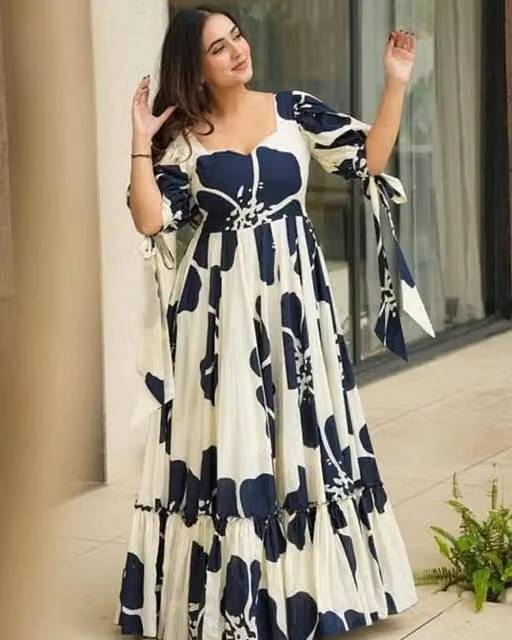 Comfy Crepe Floral Print Long Gown