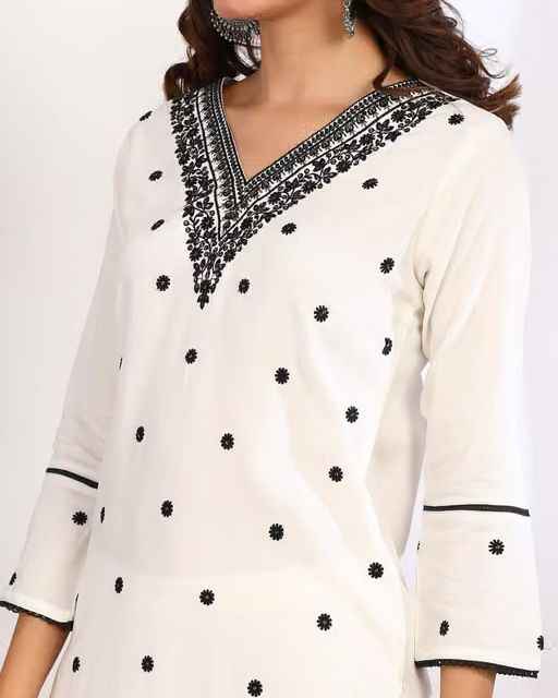 Embroidered Chikankari Straight Kurti