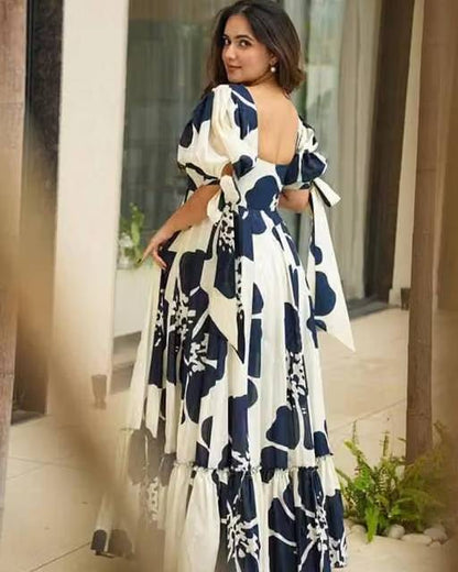 Comfy Crepe Floral Print Long Gown