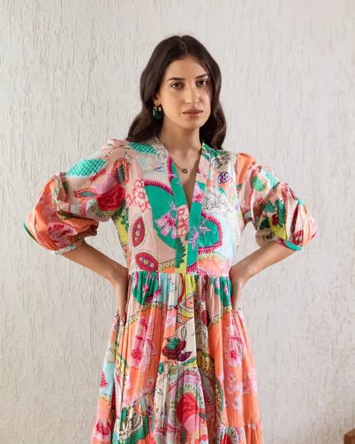 Printed Floral Fit and Flare Dress