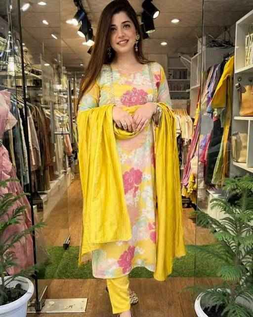 Embroidered Floral Kurta Set with Dupatta