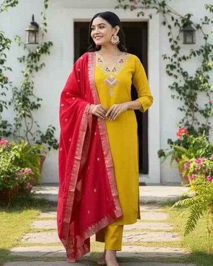 Ethnic Embroidered Rayon Kurta Set - Ethniks