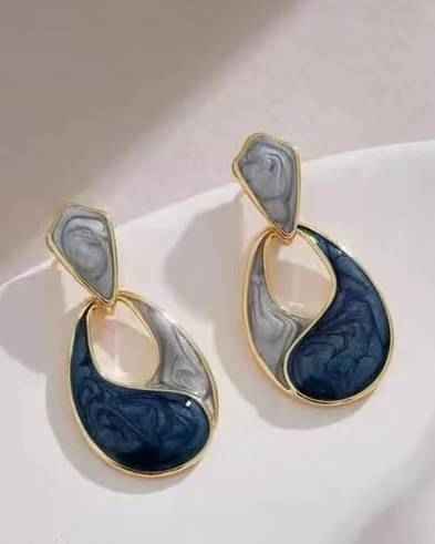 Korean Blue Color Earrings - Ethniks